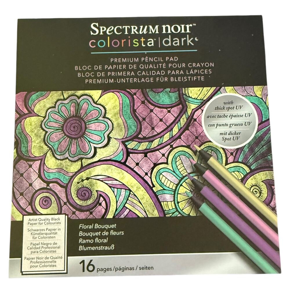 Spectrum Noir Colorista Dark Floral Bouquet Gloss Premium Pencil Coloring Pad